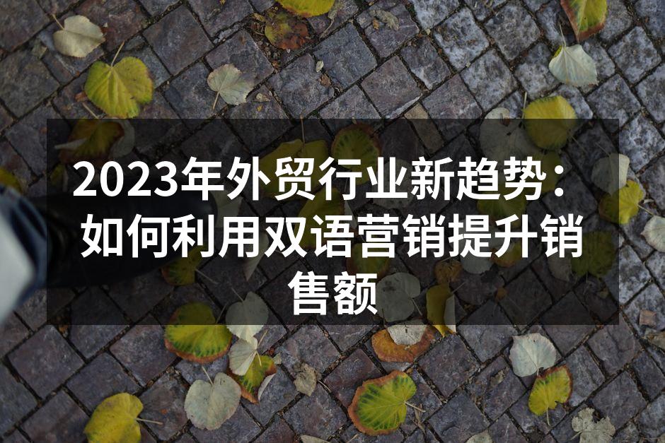 2023年外贸行业新趋势：如何利用双语营销提升销售额